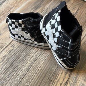 Vans Kids Checkered High-Top Shoes - Black and White